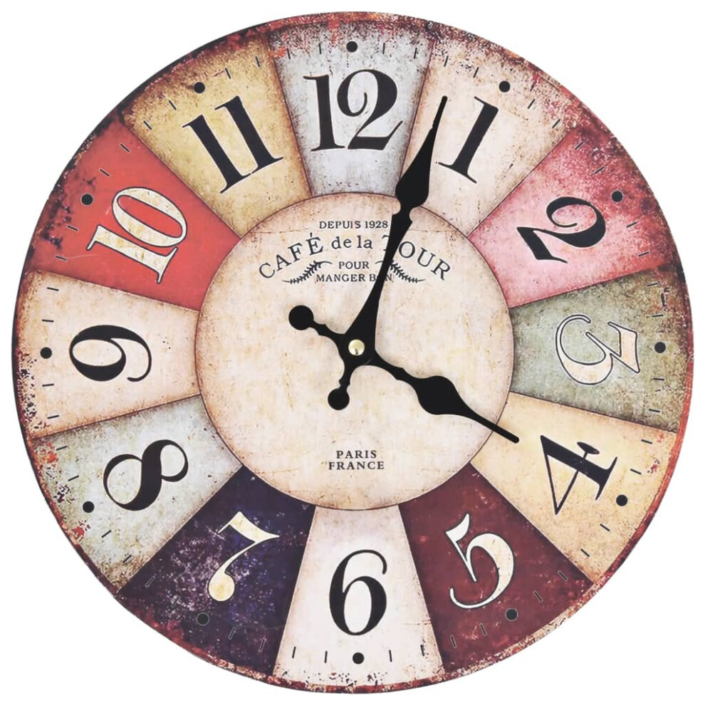 vidaXL Vintage Wall Clock Colourful 30cm Home Office Analog Timer Decoration