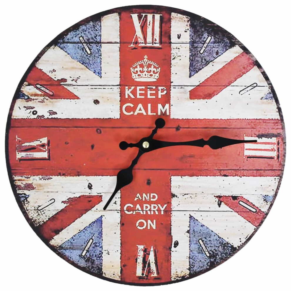 vidaXL Vintage Wall Clock UK 30cm Home Office Living Room Analog Timer Decor