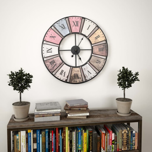 VidaXL vidaXL Vintage Wall Clock with Quartz Movement 60cm XXL Analog Timer Decor 1