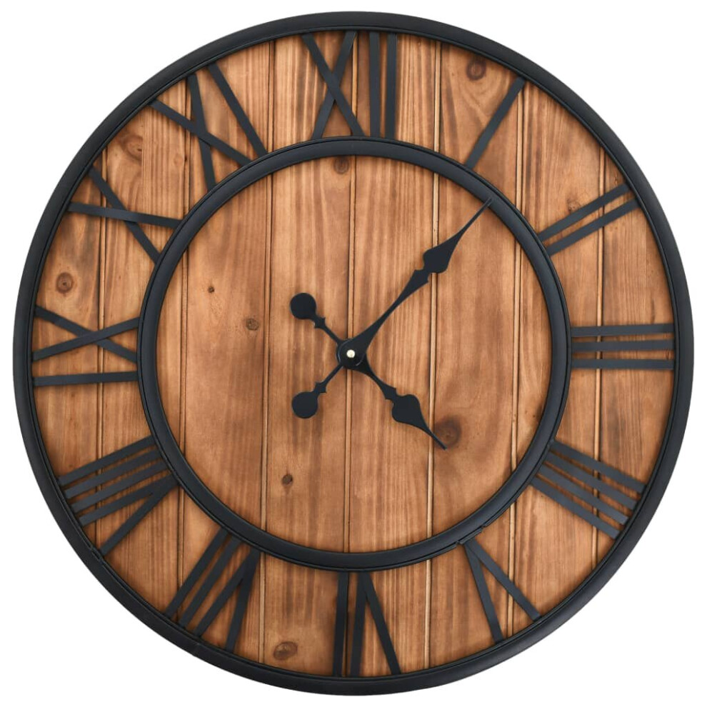 vidaXL Vintage Wall Clock with Quartz Movement Wood and Metal 60cm XXL Timer