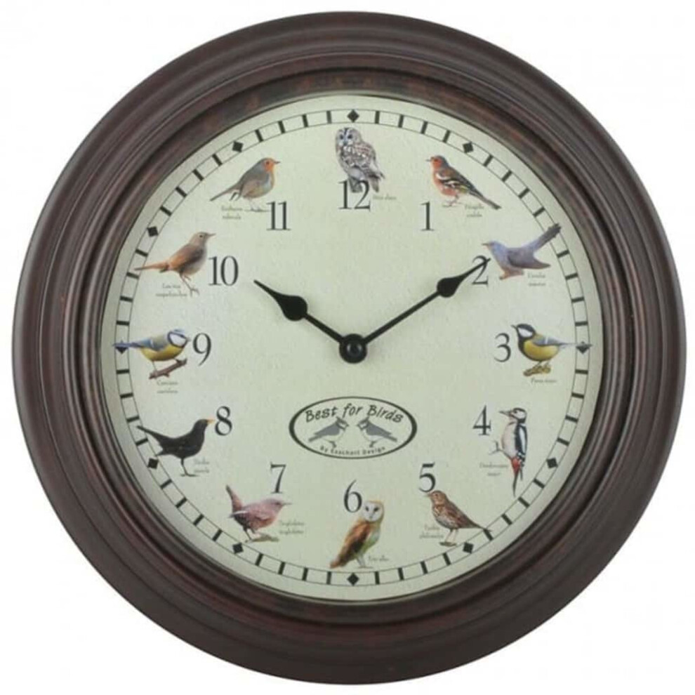 Vidaxl Esschert Design Birdsong Wall Clock, Round Battery-Operated, 12 Birds On Dial, Hourly Bird Songs (Fb416)