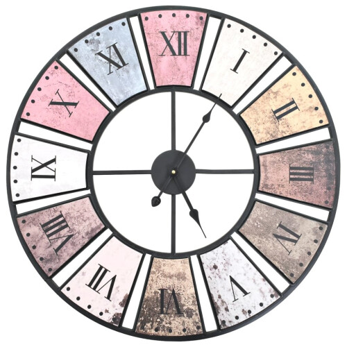 VidaXL vidaXL Vintage Wall Clock with Quartz Movement 60cm XXL Analog Timer Decor