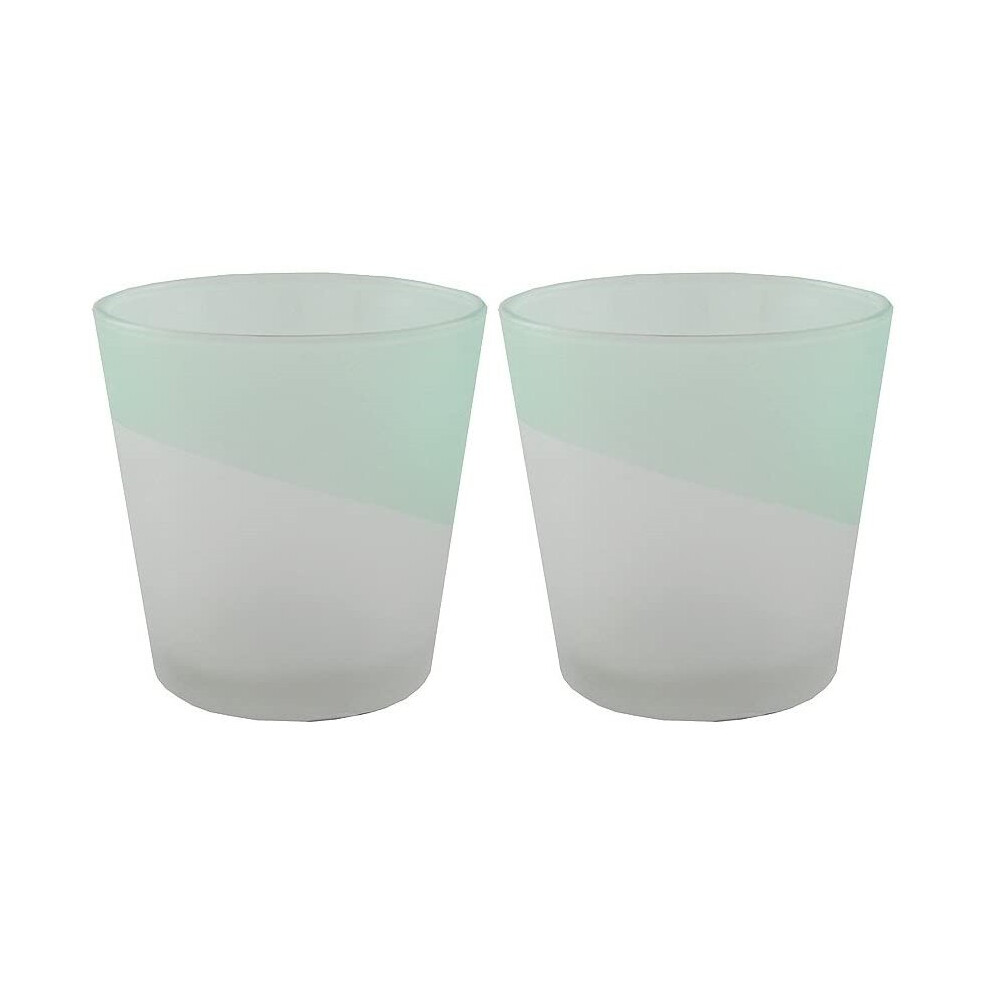 Yankee Candle Sandblast Aqua Votive Holder Set of Two