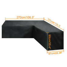 (270*270x90cm) L Shape Waterproof Rattan Corner Furniture Cover Garden Patio Outdoor Sofa Protector