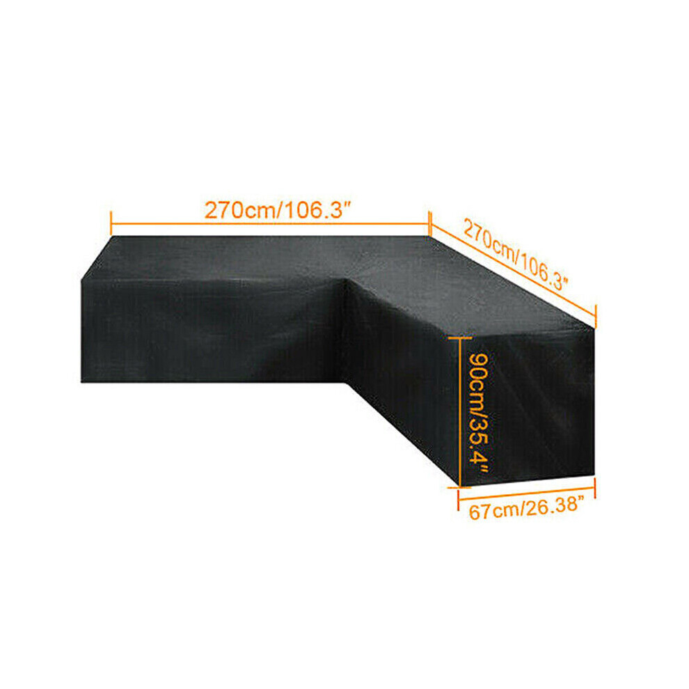 (270*270x90cm) L Shape Waterproof Rattan Corner Furniture Cover Garden Patio Outdoor Sofa Protector