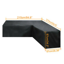 (215x215x87cm) L Shape Waterproof Rattan Corner Furniture Cover Garden Patio Outdoor Sofa Protector