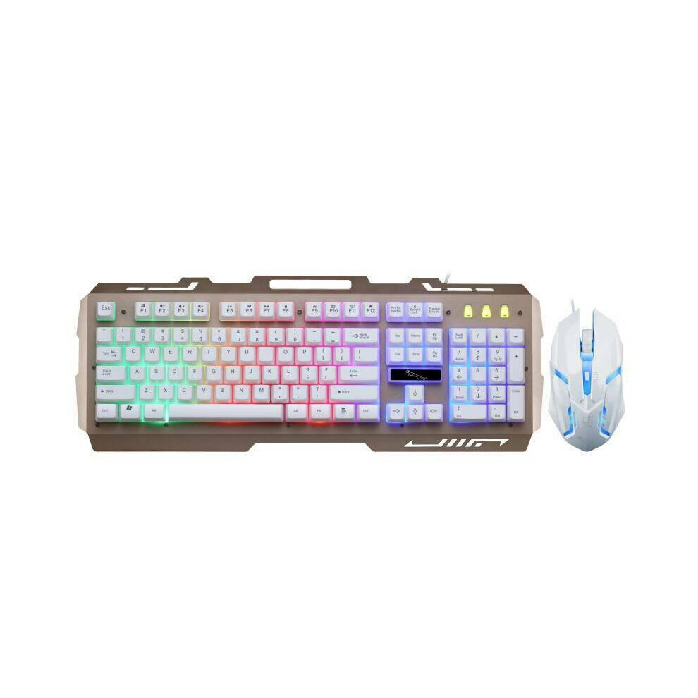 (Gold) Led Gaming Keyboard And Mouse Set Bundle Usb Wired Gamer Gold 762540173490