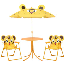 vidaXL Kids' Garden Bistro Set With Parasol 3 Pieces Yellow Furniture Set