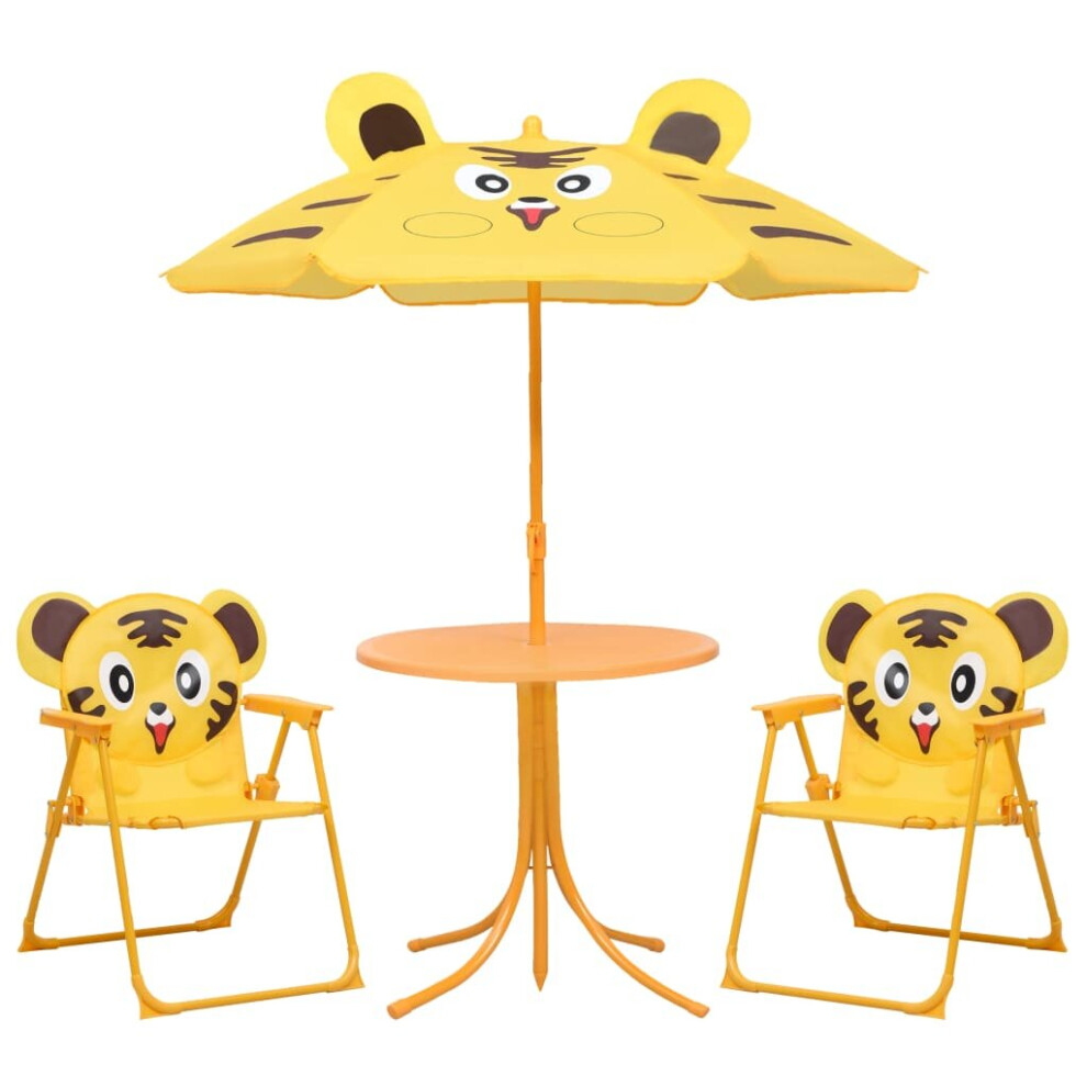Vidaxl Kids' Garden Bistro Set With Parasol 3 Pieces Yellow Furniture Set
