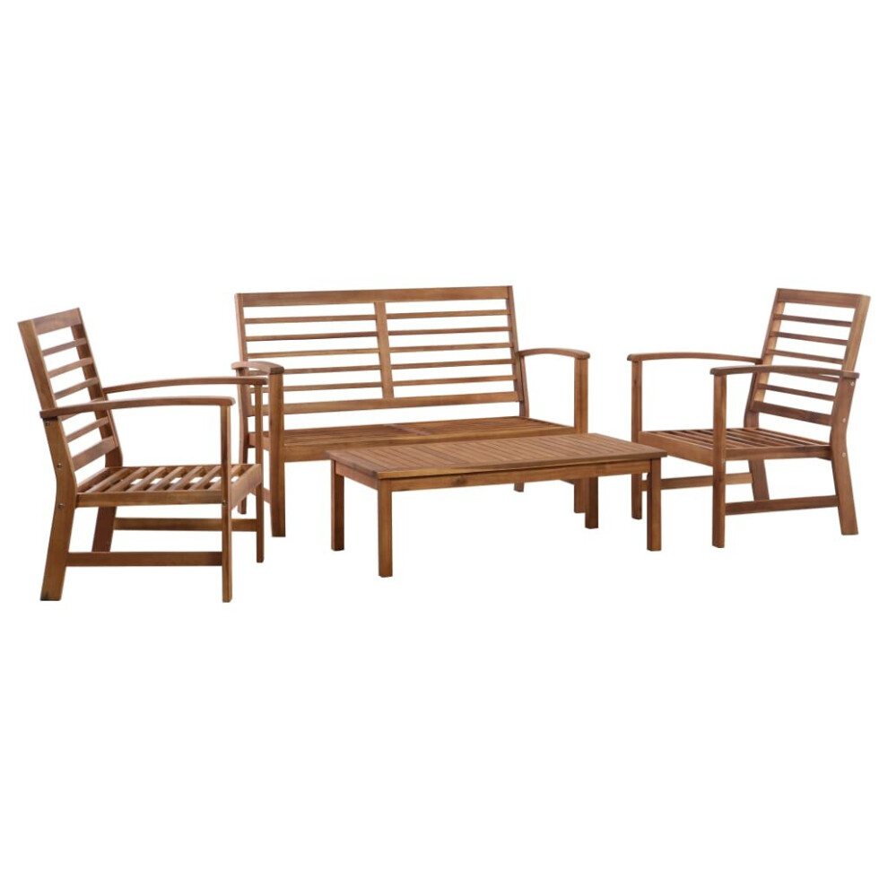 vidaXL Solid Acacia Wood Garden Lounge Set 4 Pieces Outdoor Sofa Table & Chair