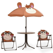 vidaXL Kids' Garden Bistro Set With Parasol 3 Pieces Dining Set Furniture