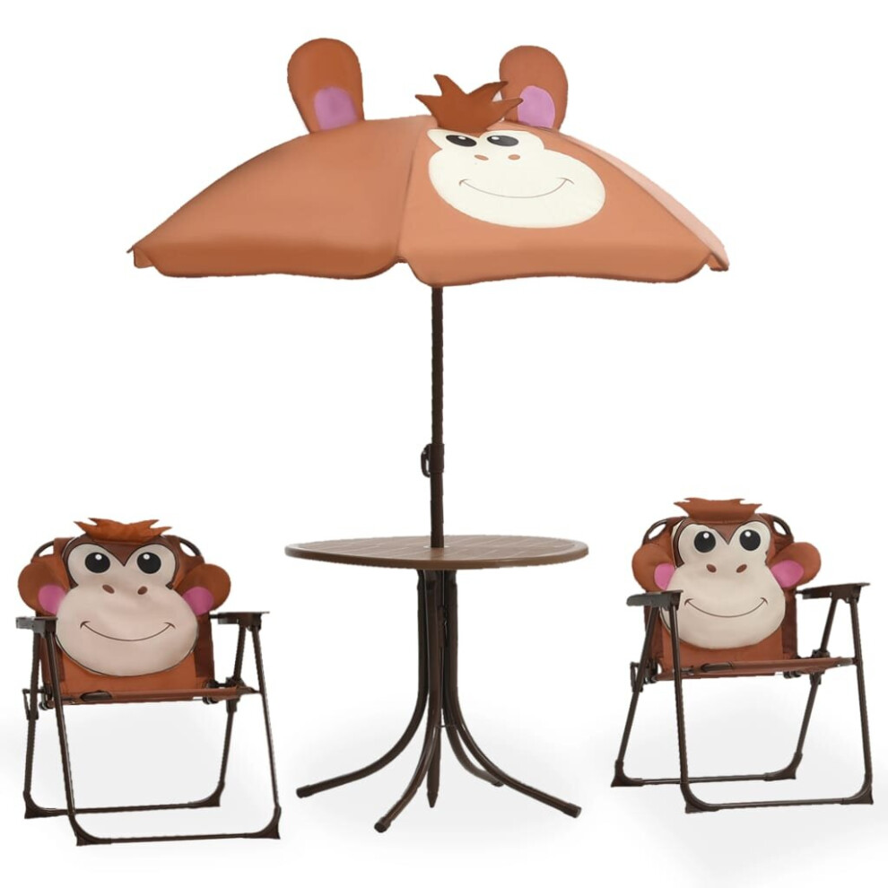 Vidaxl Kids' Garden Bistro Set With Parasol 3 Pieces Dining Set Furniture