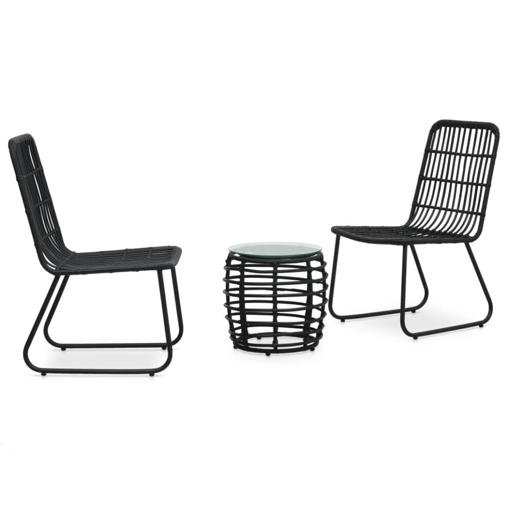 vidaXL 3 Piece Bistro Set Poly Rattan Black Table and Chair Seating Furniture