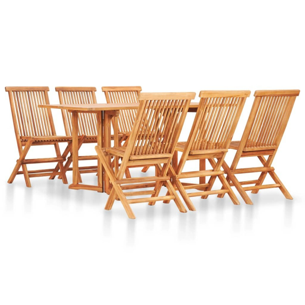 vidaXL 7 Piece Solid Teak Wood Folding Outdoor Dining Set Table and Chair