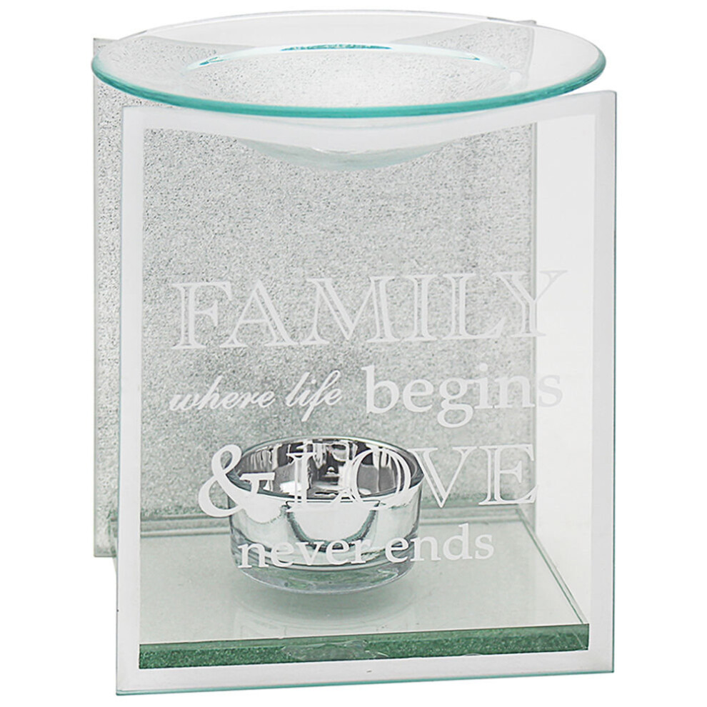 Glass & Silver Glitter Wax Melt/Oil Burner - Family