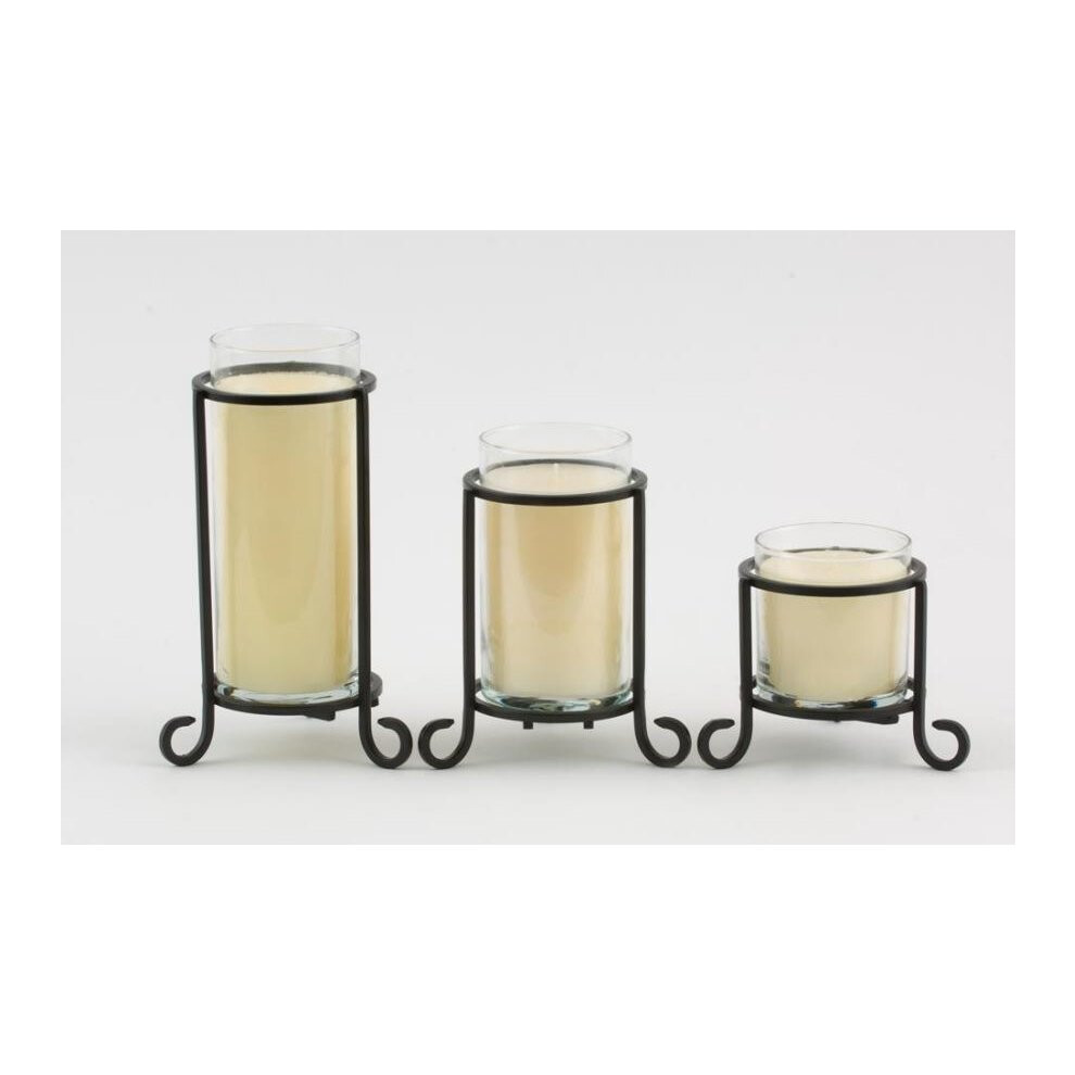 Yankee Candle Black Scrolls Pillar Candle Holder Set of three