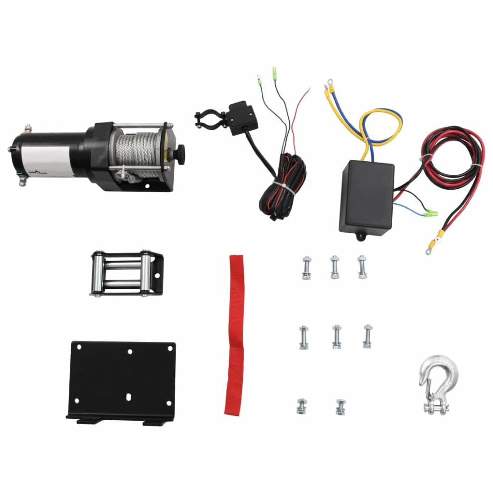 Vidaxl 12 V Electric Winch 1360 Kg Atv Trailer Mounting Plate Roller Fairlead