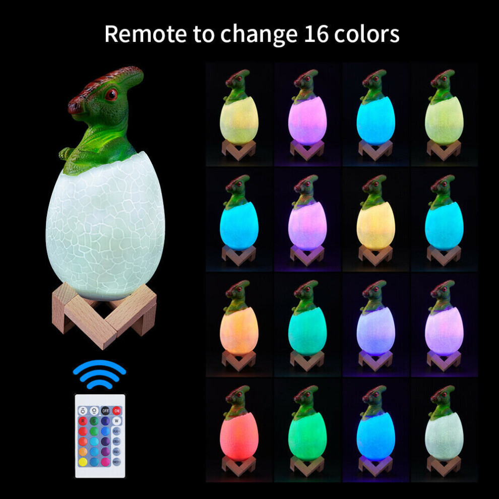 Ranpo Parasaurolophus Dinosaur Egg Led Night Lights 16 Colors Table Lamp