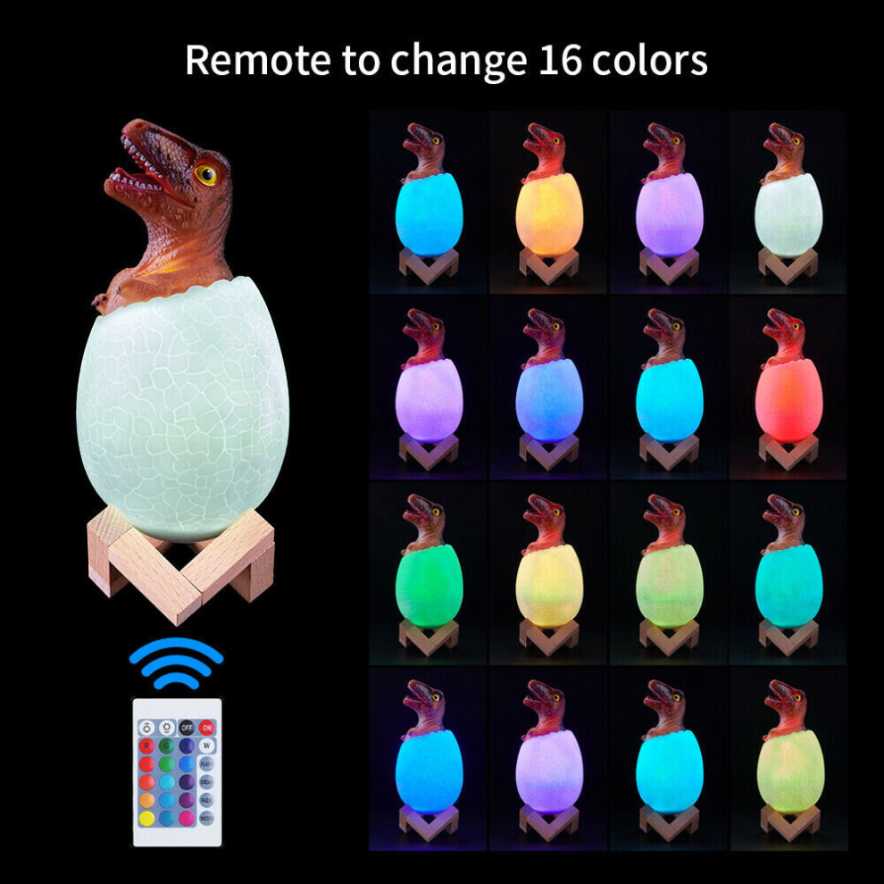 Ranpo Velociraptor Dinosaur Egg Led Night Lights 16 Colors Table Lamp