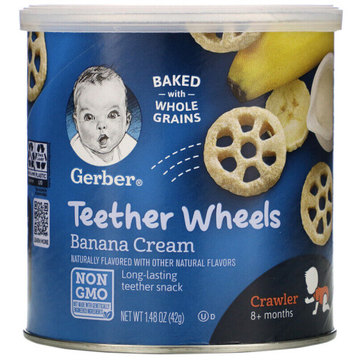 Gerber Gerber, Collations pour Bébé, Teether Wheels, 10+ Mois, Crème de Banane, 1.48 oz (42 g)