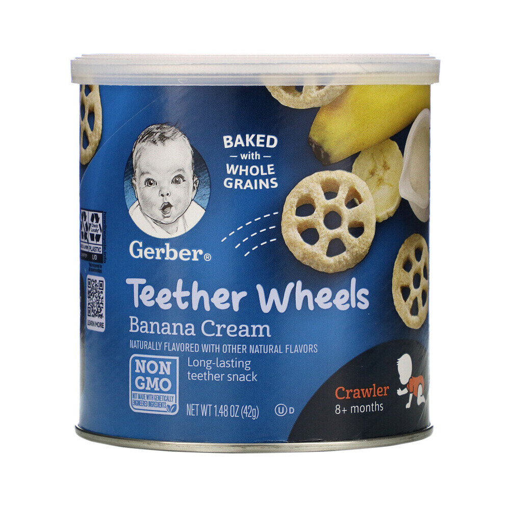 Gerber, Teether Wheels, 8+ Months, Banana Cream, 1.48 oz (42 g)