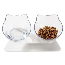 (Double Bowl) Non-Slip Cat Bowl With Raised Stand | Pet Food & Water Bowl