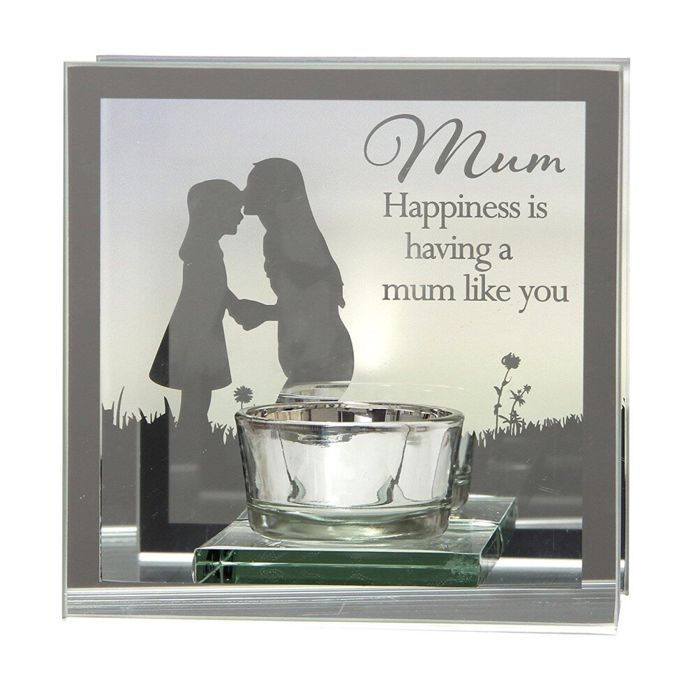 Mum Mirrored Glass Tealight Holder Plaque by Reflections Sentimental Gift