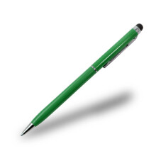(Green) Slim 2 in 1 Ballpoint Pen & Capacitive Stylus for Smartphones, Tablets and PC's