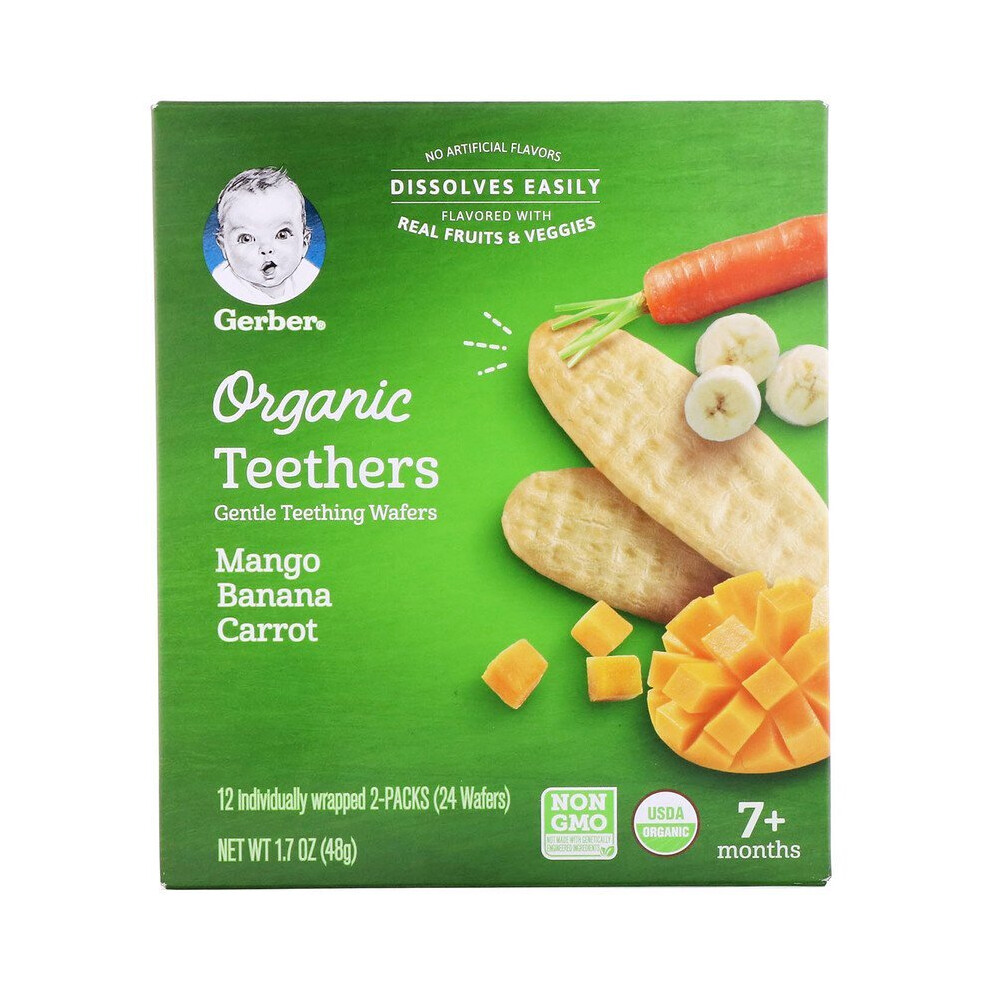 Gerber, Teething Wafers, 7+ Months, Mango Banana Carrot