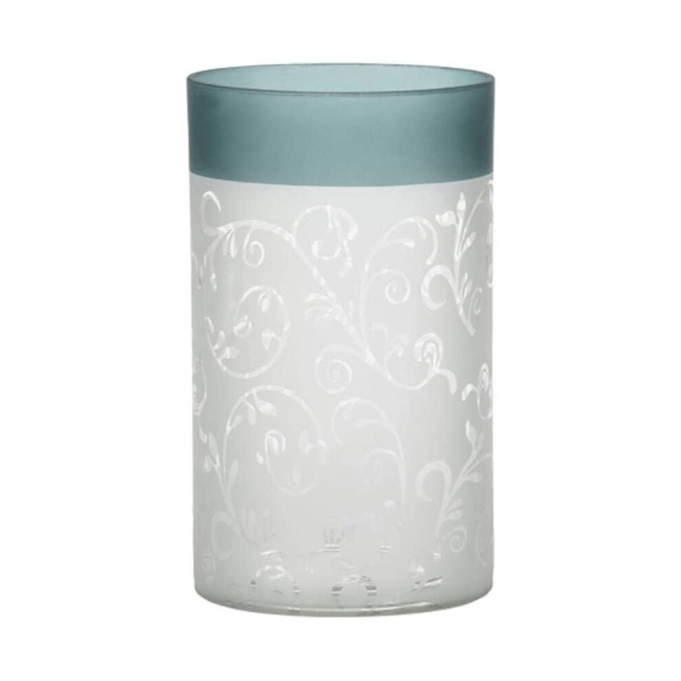 Yankee Candle Teal Vine Frosted Glass Jar Holder Green
