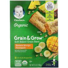 Gerber, 8 Soft Baked Grain Bars, 12+ Months, Banana Mango Pineapple