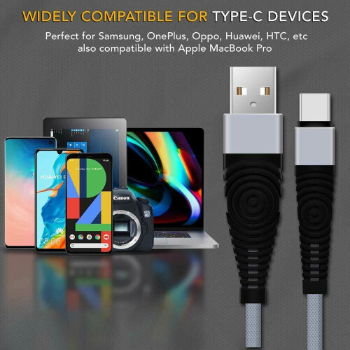 (15 CM, Grey) Type-C USB Data & Fast Charging Cable for iPhone 16 and Samsung Galaxy New Series 1