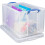 Really Useful Useful Box 84litre Plastic Storage Box Clear Complete Securing Handles 7