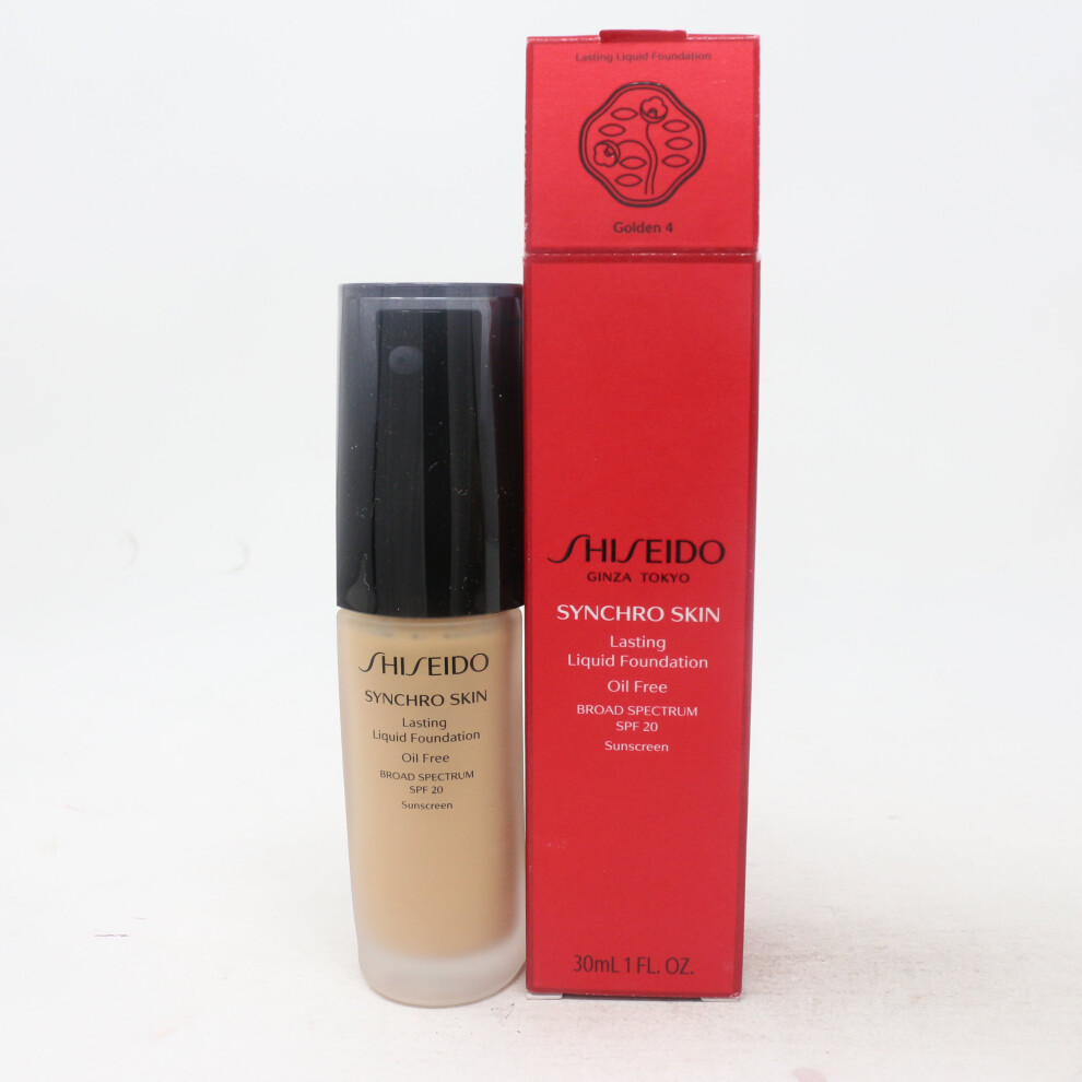 (Golden 4) Shiseido Synchro Skin Lasting Liquid Foundation Spf 20  1oz/30ml New With Box