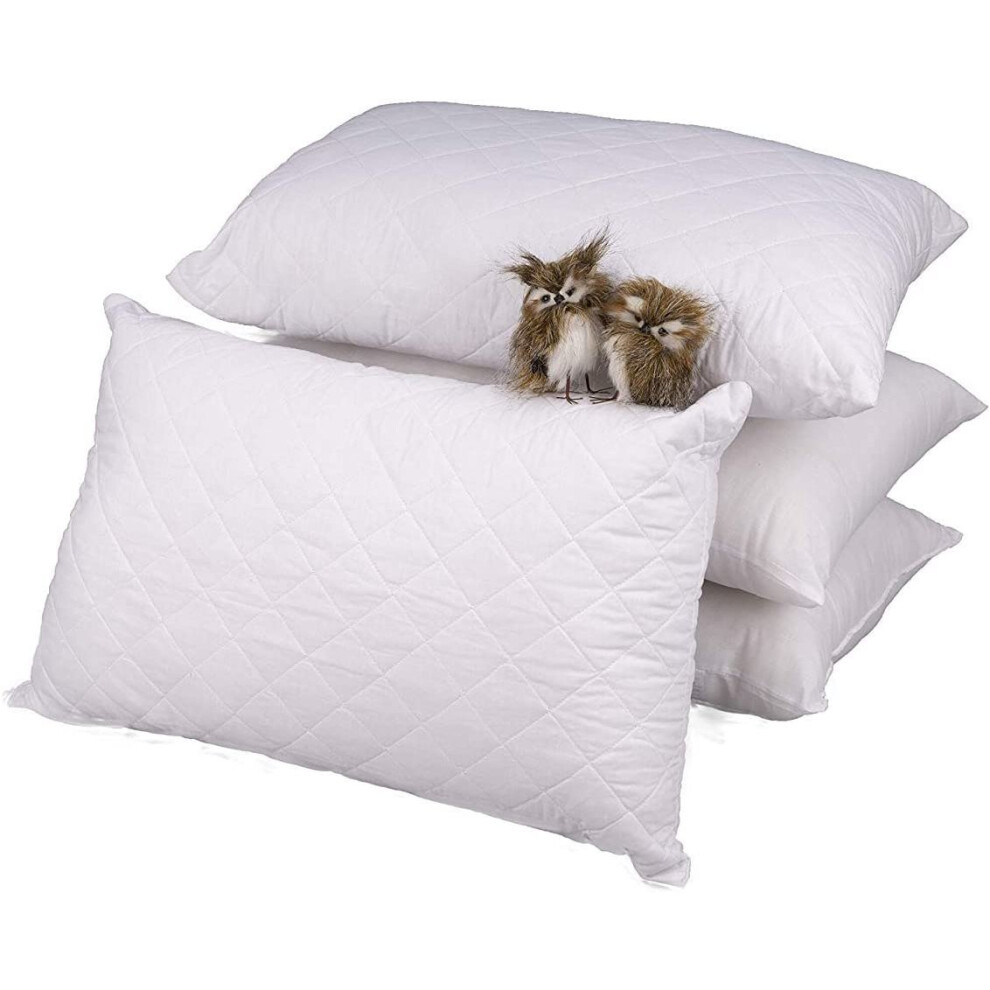 (Pack of 4) Super Soft Hollow Fiber Filled Quilted Pillows Anti Allergenic Standard Size In pack of 1, 2 & 4