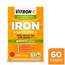 Vitron-C High Potency Iron Supplement with 125 mg Vitamin C, 60 Count