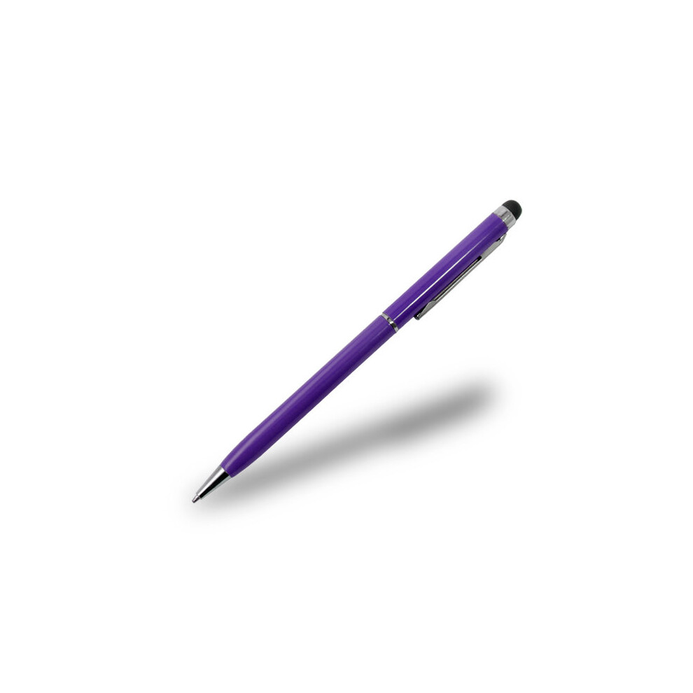 (Purple) Slim 2 in 1 Ballpoint Pen & Capacitive Stylus for Smartphones, Tablets and PC's