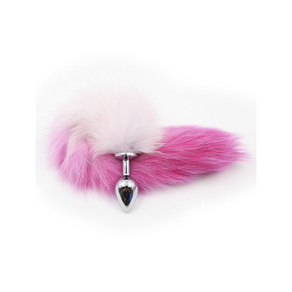 (Pink and White, Small) Fox Tail Butt Plug