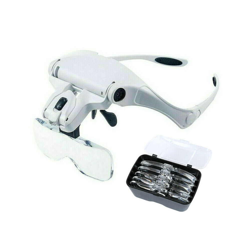 Light Led Head Magnifying Glasses Headset With Hands Free Headband Magnifier Lam
