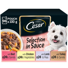 Cesar Mixed Favourites In Sauce Adult Wet Dog Food - 96 x 100g Pouches