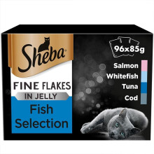 Sheba Fine Flakes Luxury Adult Wet Cat Food | 96x85g Mixed Fish