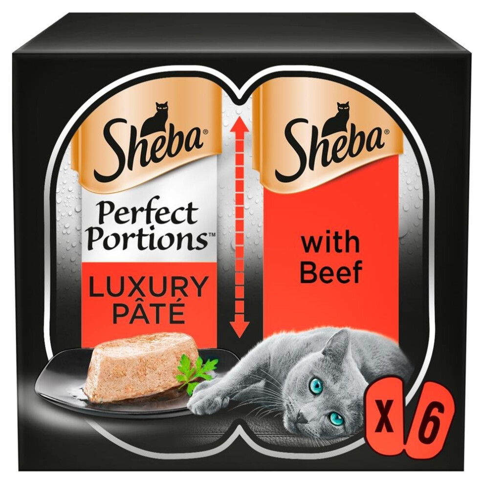 Sheba 48 X 37.5G Perfect Portions Luxury Adult Wet Cat Food Trays Beef In Loaf