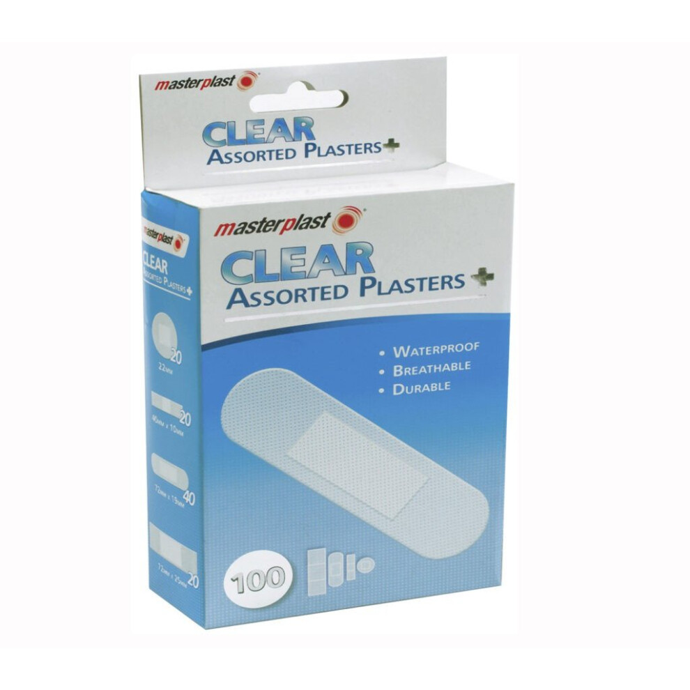 Masterplast Clear Assorted Waterproof Swimmers Plasters Pack Of 100