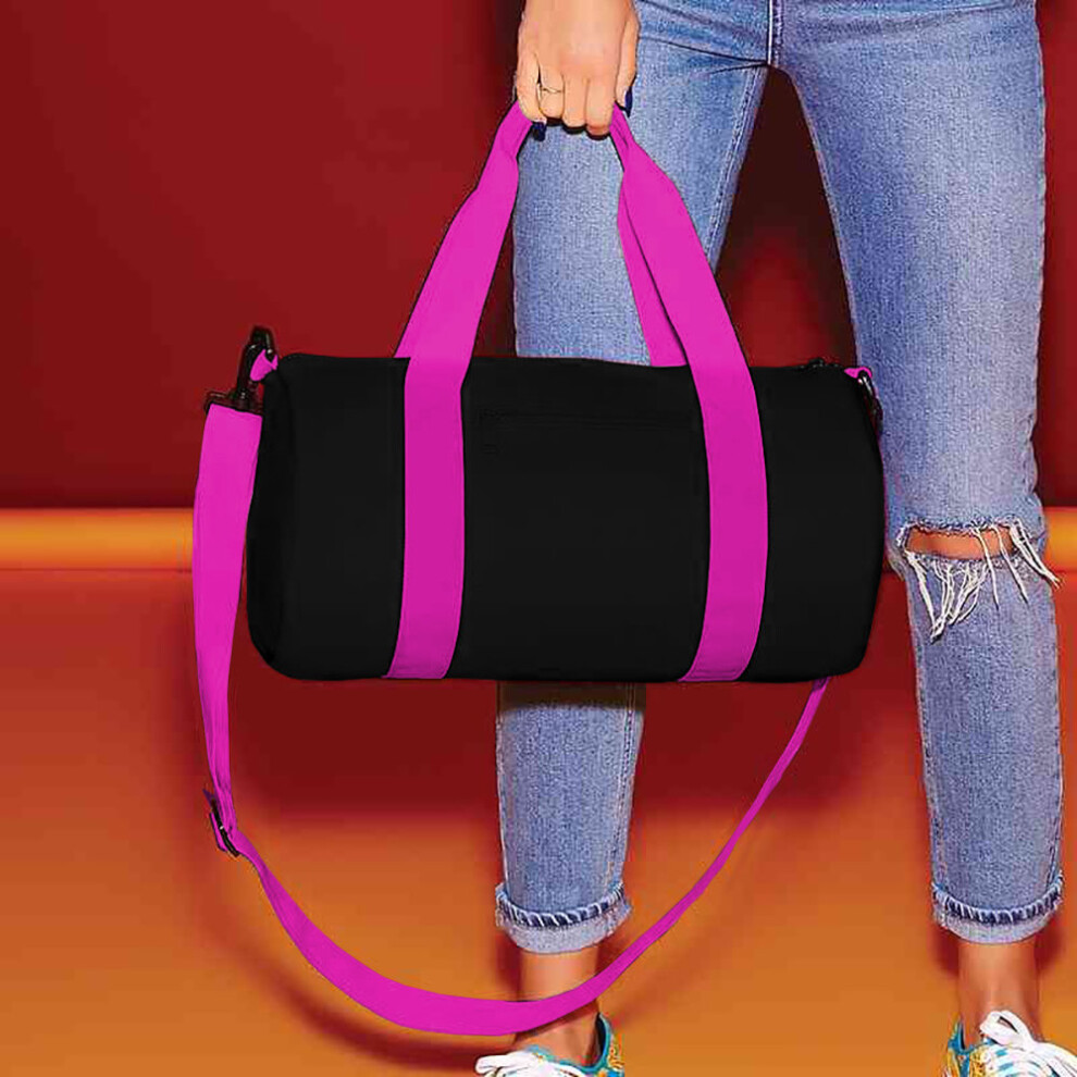 (One Size, Black/Black) Bagbase Mini Barrel Bag
