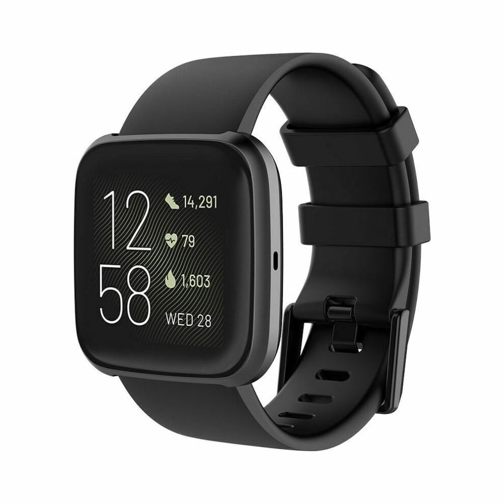 Replacement Strap Silicone Band Bracelet for Fitbit Versa 2/Versa Lite/Versa[Small Fits Wrist 5.5" - 6.9",Black]