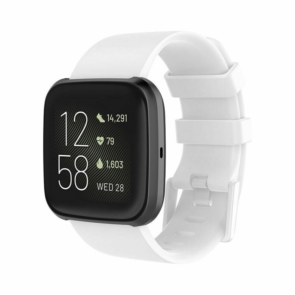 Replacement Strap Silicone Band Bracelet for Fitbit Versa 2/Versa Lite/Versa[Small Fits Wrist 5.5" - 6.9",White]