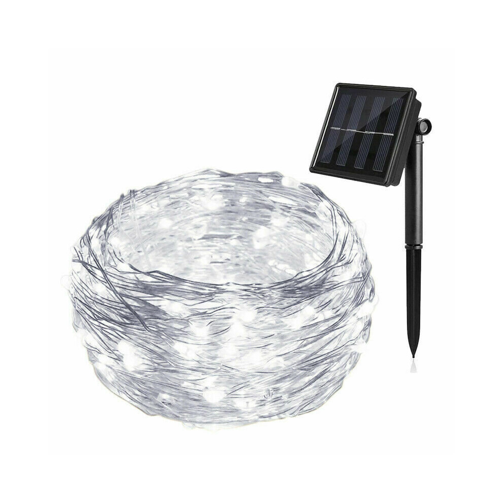 10M White LED Solar Power Fairy Light String Party Decor Garden Lamp