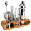 10pc Stainless Steel Cocktail Maker Kit With Bamboo Stand 1