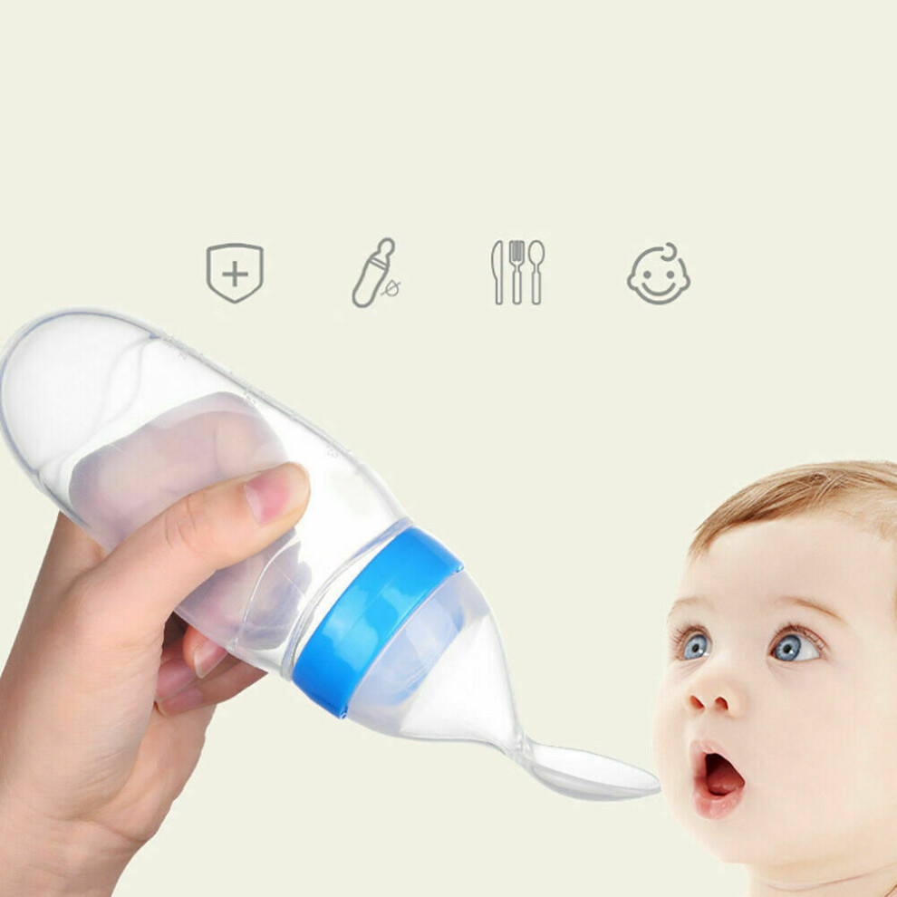 Baby Feeding Silicone Squeeze Bottle With Spoon Food Rice Cereal Feeder Eranpo