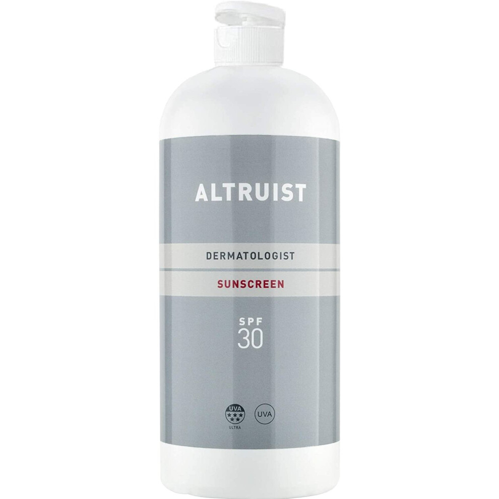 Altruist Sunscreen SPF30 1 Litre bottle UVA UVB non-sticky hypoallergenic